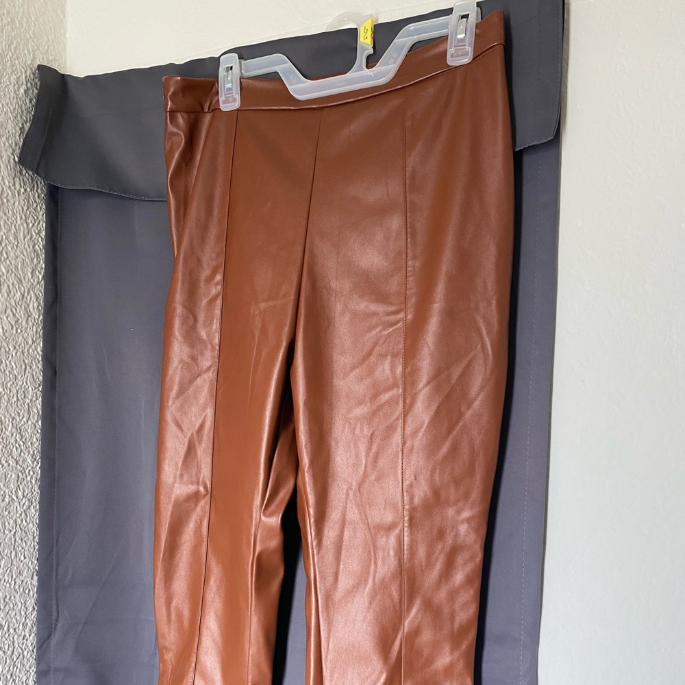 Brown leather pants